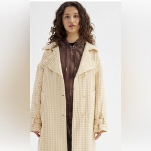 UO Emma Waffle Oversized Drop Shoulder Quilted Trench Coat Bath Robe